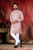 Neera Trendz Peach Cotton Thread Embroidery Men's Kurta Pajama - Distacart