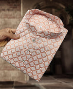 Thumbnail for Neera Trendz Peach Cotton Thread Embroidery Men's Kurta Pajama - Distacart