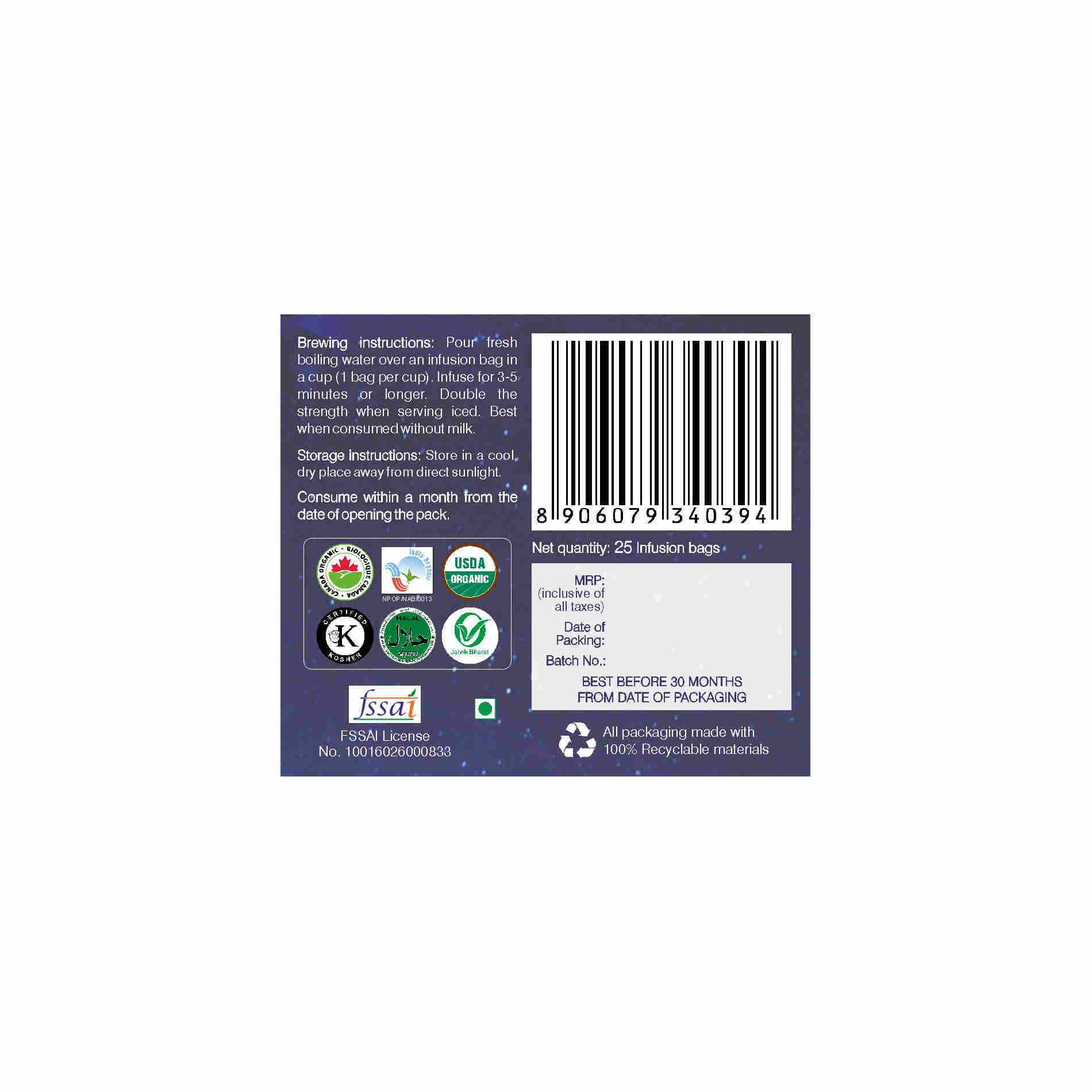 Organic Wellness Ow'real Om Shanti Teabags - Distacart