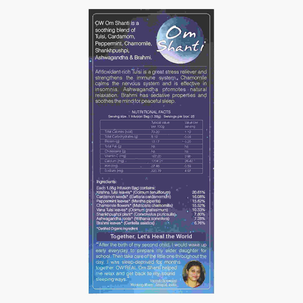 Organic Wellness Ow'real Om Shanti Teabags - Distacart