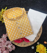 Thumbnail for Neera Trendz Yellow Cotton Thread Embroidery Men's Kurta Pajama - Distacart