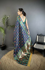 Thumbnail for Joban Fashion Navy Blue Banarasi Soft Silk Woven Saree