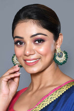 Thumbnail for Joban Fashion Women Kundan Pearl Golden White Green Earrings - Distacart