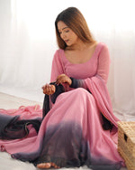 Thumbnail for Evanik Onion Pink Pure Soft Georgette Colorful Padding Anarkali Suit