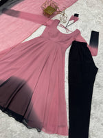 Thumbnail for Evanik Onion Pink Pure Soft Georgette Colorful Padding Anarkali Suit