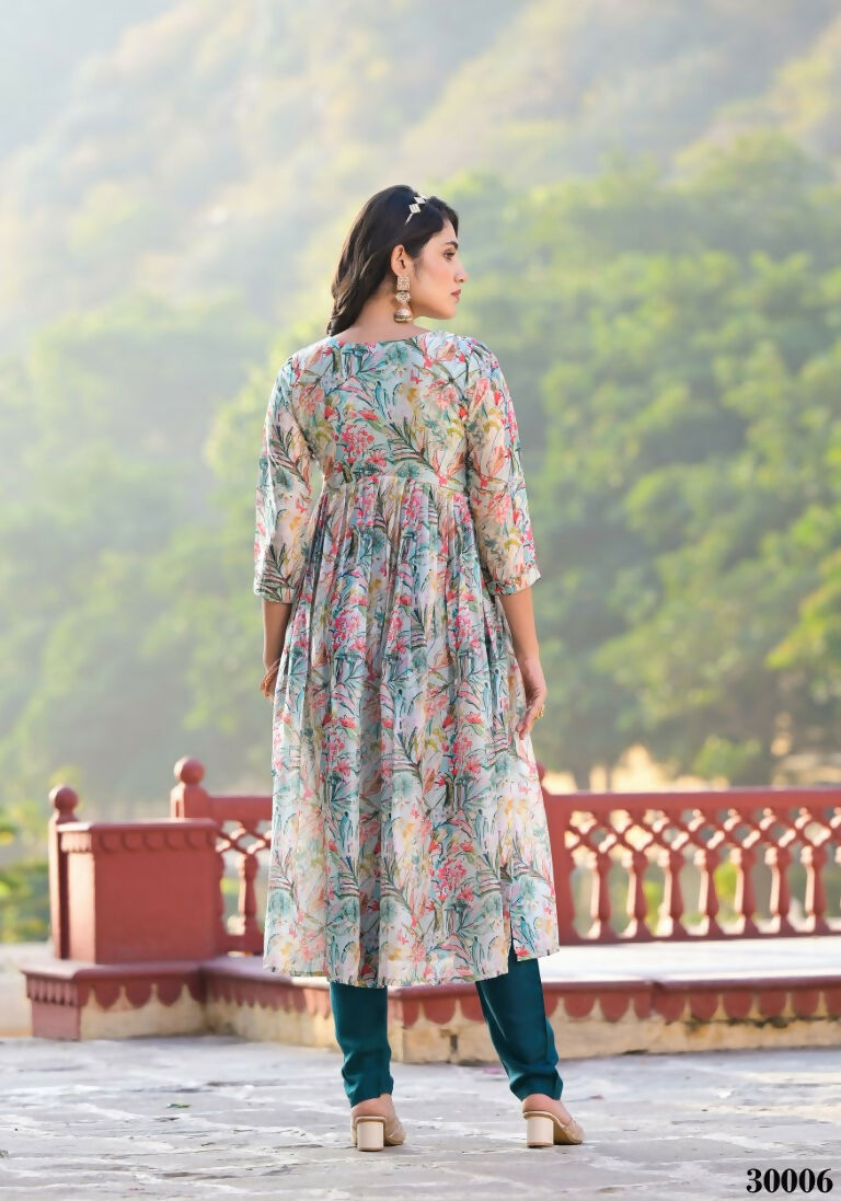 Designer Stylish Multi Slim Georgette Stitched Suit With Dupatta - Kiyara - Distacart