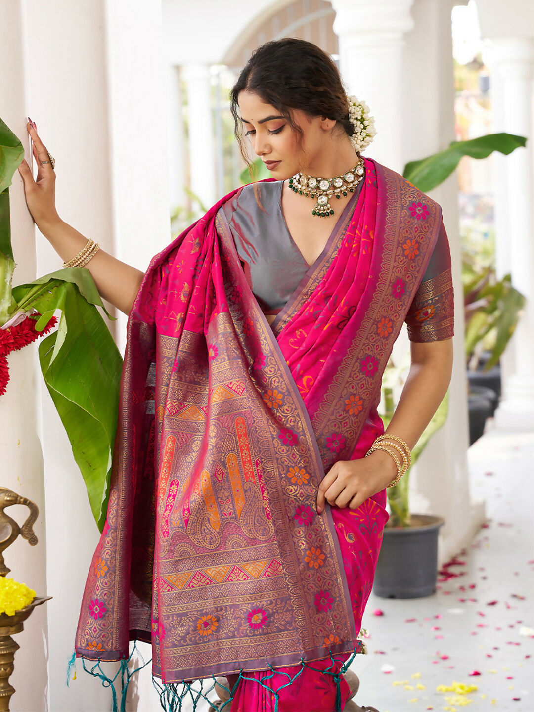 Astita Pink Soft Silk Saree - Distacart