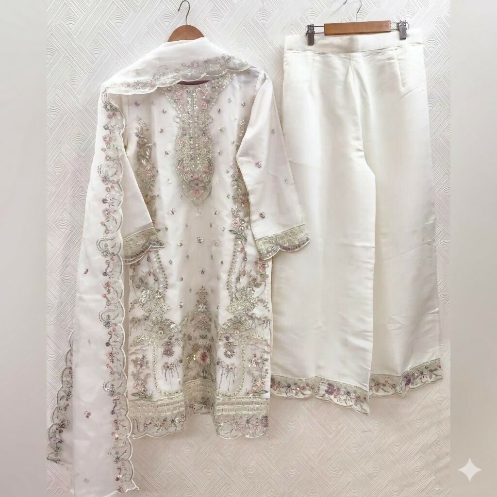 Teeya Creation Womens New Trendy Silk With Heavy Embroiedery With Sequence Work Kurta Set - Dista