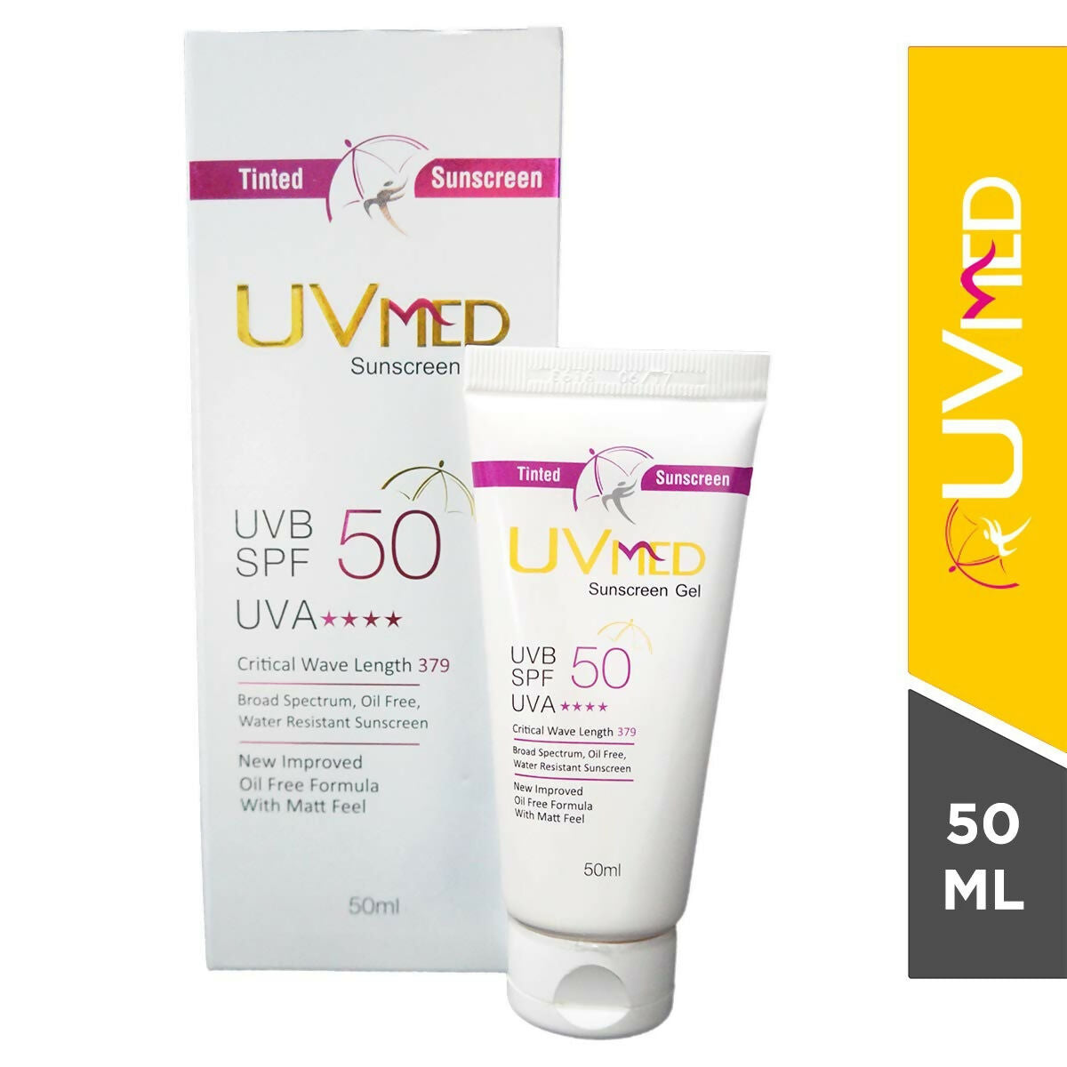 Uvmed Tinted Sunscreen Gel With SPF 50 - Distacart