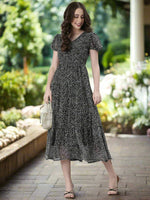 Thumbnail for Souchii Black And White Floral Chiffon Maxi Dress For Women – Souchii