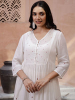Thumbnail for Sangria Floral Embroidered Thread Work Kurta with Trouser