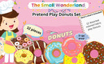 Thumbnail for The Small Wonderland Pretend Play Donut Shop Set – 12 Colorful Fabric Donuts with Play Menu, ATM Cards, Money, and Shop Poster