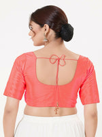 Thumbnail for Joban Fashion Fuschia-Pink Taffeta Silk Elbow Sleeveless Front Open Blouse