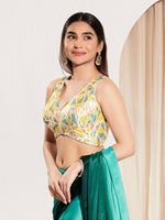 Thumbnail for Joban Fashion Mustard Jacquard Padded Blouse With V Neck Sleeveless