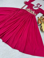 Thumbnail for Teeya Creation Womens New Trendy Heavy Cording Sequence & Beads Embroidery Work Pink Gown Set - Dista