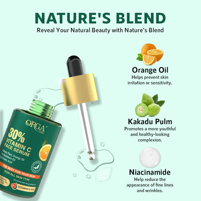 Orgatre 30% Vitamin C Face Serum for Glowing Skin - Distacart