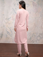 Thumbnail for Vishudh Floral Printed Keyhole Neck Long Sleeves Straight Kurta with Trousers