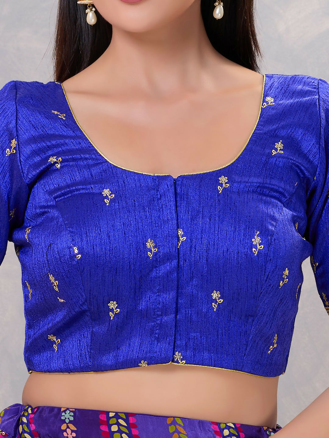 Joban Fashion Women Silk ROYAL-BLUE Stitched Blouse - Distacart