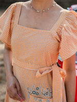 Thumbnail for Yufta Orange Checked Dress