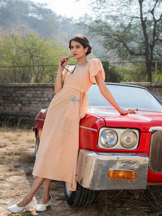 Yufta Orange Checked Dress
