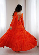 Thumbnail for Lorenvalley Fashion Women Pure Soft Faux Georgette Leheriya Print Anarkali Gown