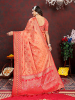 Thumbnail for Lorenvalley Fashion Orange Organza Silk Woven Design with Rich Meenakari Weaving Pallu Saree - Distacart