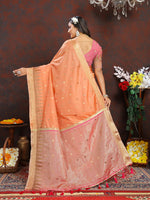 Thumbnail for Lorenvalley Fashion Orange Soft Katan Silk Woven Design Zari Weaving Pallu Saree - Distacart