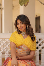 Thumbnail for Lorenvalley Orange Russian Silk Rich Digital Printed With Foil Embroidery work Lehenga Choli - Distacart