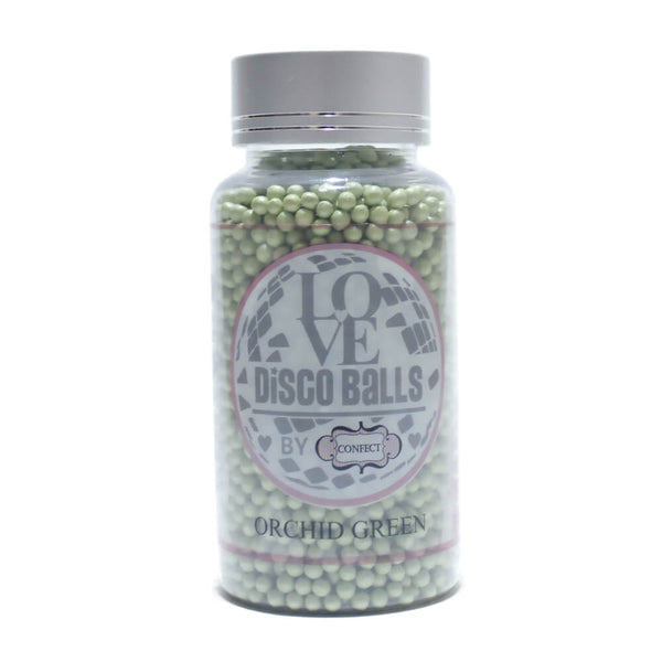 confect orchid green disco balls sprinkles 4 mm 120 gms