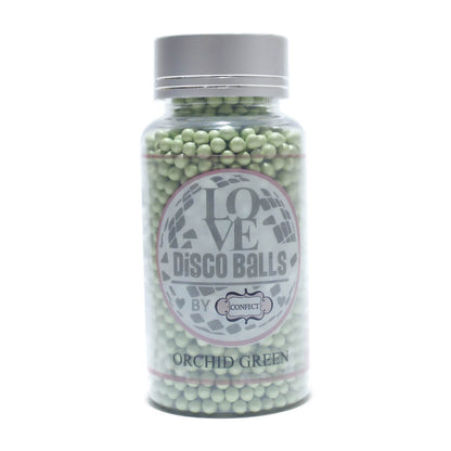 confect orchid green disco balls sprinkles 6 mm 120 gms