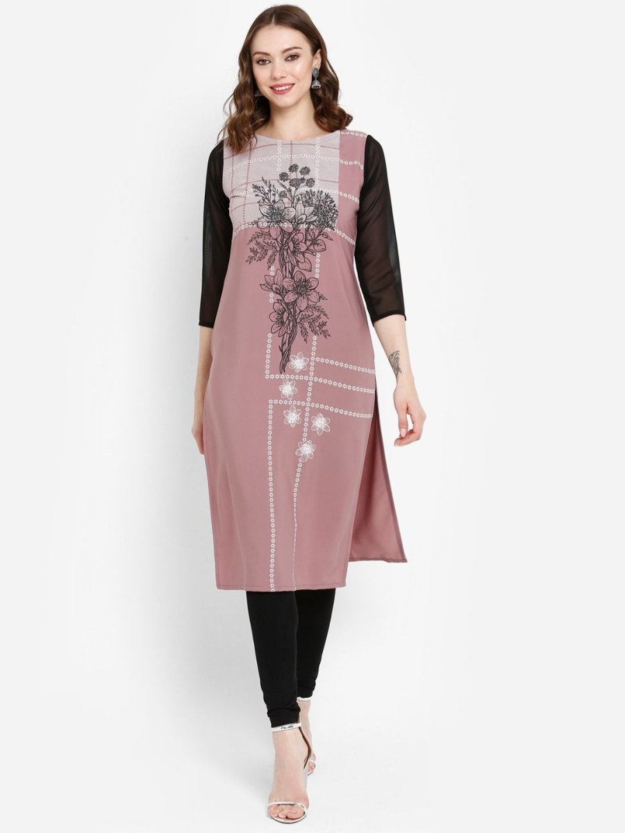Ahalyaa Women Mauve Printed Straight Kurta