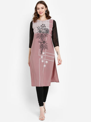 Ahalyaa Women Mauve Printed Straight Kurta