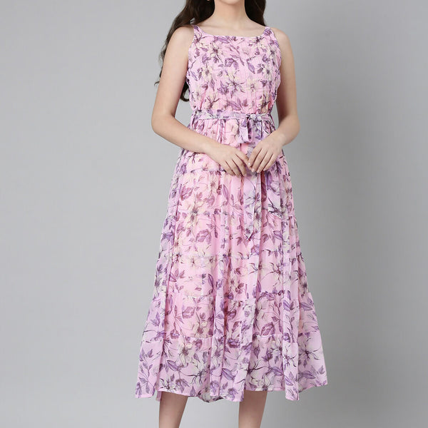 Souchii Floral Chiffon Dress