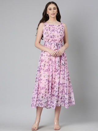 Souchii Floral Chiffon Dress