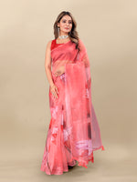 Thumbnail for Vedant Vastram Digital Print Organza Party Wear Saree With Unstitched Blouse Piece - Red - Distacart