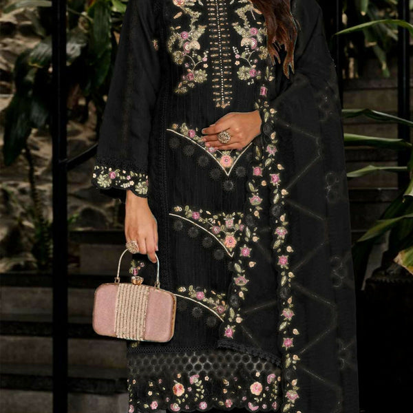 Anaita Black Fox Georgette Stitched Suit with Embroidery Sequins & Khatli Work - Distacart