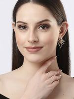 Thumbnail for NVR Women's Set of 2 Silver & Gold Brass-Plated Floral Shape Drop Earrings - Distacart
