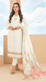 Thumbnail for Anaita White Cambric Cotton Stitched Suit with Embroidery & Sequence Work - Distacart