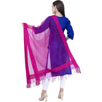 Thumbnail for A R SILK Rani Color Chandna Orgenza cotton Dupattas and Chunnis