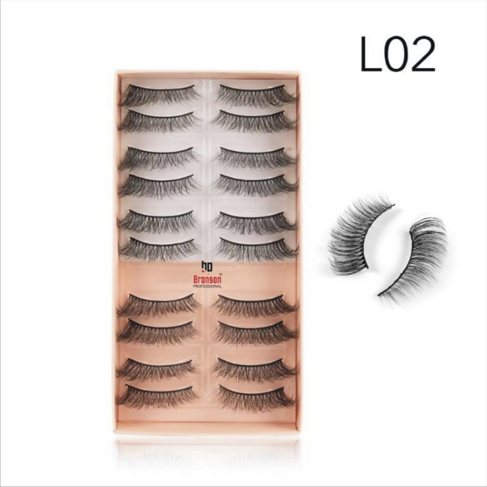 Bronson Professional Eyelash Set 3d False Long And Natural Eye Makeup - L02 - Dista
