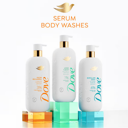 Dove Glow Recharge Exfoliating & Acne Clear Serum Body Wash Combo - Distacart