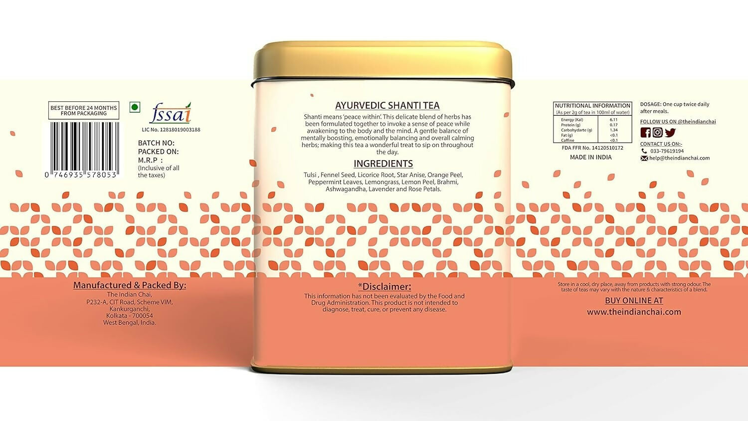 The Indian Chai - Ayurvedic Shanti Tea - Distacart