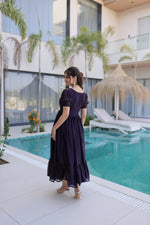 Thumbnail for Teeya Creation Womens New Stylish Fendi Silk With Beads Embroidered Work Gown Set - Dista