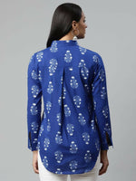 Thumbnail for Ahalyaa Women Royal Blue Crepe Printed Tunic - Distacart