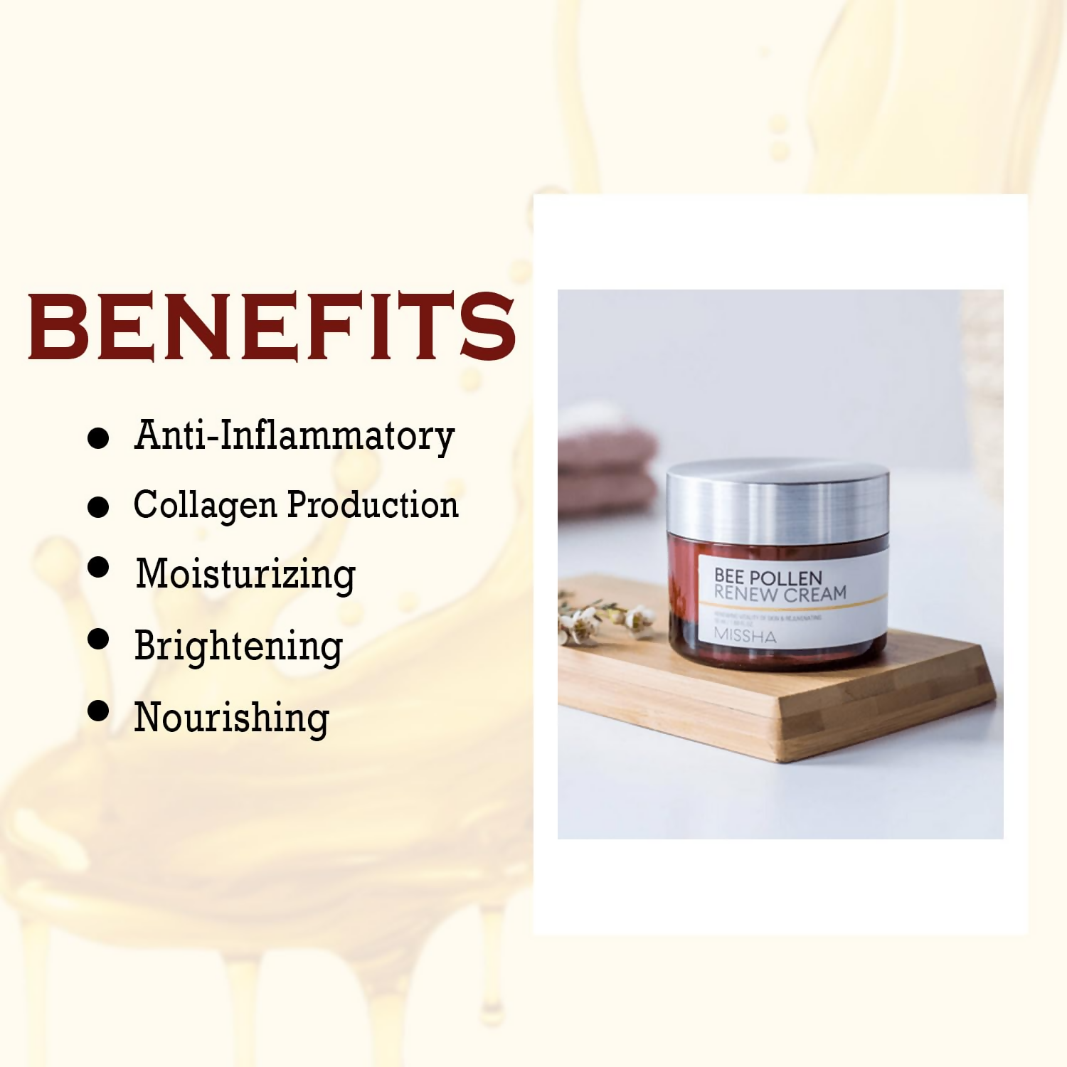 Missha Bee Pollen Renew Cream For Intense Hydration And Skin Barrier Support - Distacart