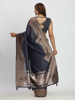 Thumbnail for Astita Linen Cotton Navy Blue Saree