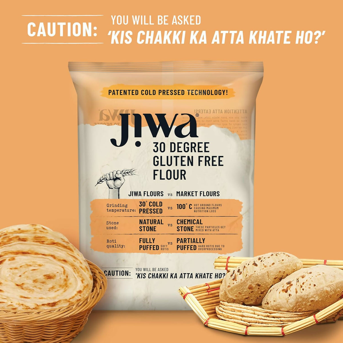 Jiwa 30 Degree Gluten Free Flour/Atta, Wheat Free