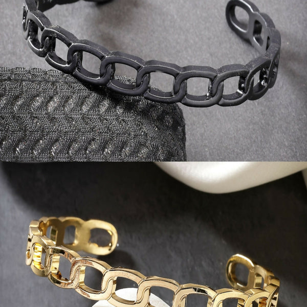 NVR Men's Set of 2 Gold & Black Rhodium-Plated Metal Cuff Bracelet - Distacart