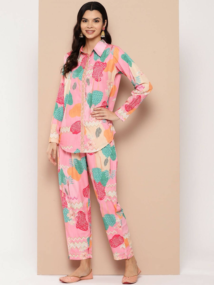 Ahalyaa Women's Traditional Wear Co-ods - Pink - Distacart