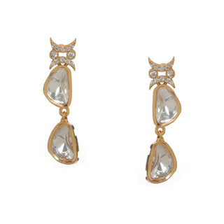 Ambi Diamond and Gold Earrings (Gold) - Ruby Raang - Distacart